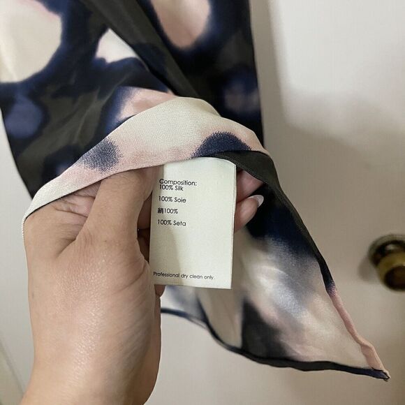 3.1 Phillip Lim silk blue ivory graphic abstract scoop back slip dress size 6 - Picture 3 of 6